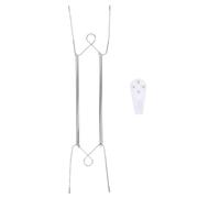 DIYEAH Présentoir Mural pour Vaisselle en Acier Inoxydable, Forme W | Fixation sans Dommage, Support Stable, Crochets et Broches Plastiques, pour Cadres, Tableaux, Plateaux