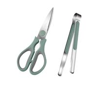 DIYEAH Set de Pinces à Viande en Acier Inoxydable Vert, Ciseaux Cuisine Ergonomiques et Multifonctions pour Barbecue et Dîner la Maison