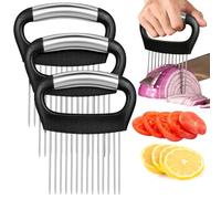 DIYEAH Support à Oignons 3 Pièces pour Découpe Uniforme en Acier Inoxydable Outil Manuel Multifonction Cuisine Noire de Légumes et Viande