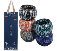 DIYEAH Tasse À Thé En Céramique Kiln-Changing Five Elements - Coffret De 5 Tasses Élégantes Pour Service À Thé Usage Maison Et Bureau Idée Cadeau Autour Du