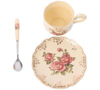 DIYEAH Tasse à Thé en Céramique Rétro 250ml Soucoupe | Coffret, Style Chic et Simple, Commémoration de Fête, Créatif pour Pendaison de Crémaillère