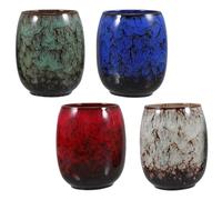 DIYEAH Tasse à Thé Glaçure Tenmoku Japonaise 4 Pièces, en Céramique | Style Minimaliste, Usage Quotidien et Fêtes, Coffret Présent, Format Unique, Finition Artisanale