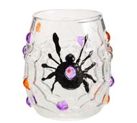 DIYEAH Verre à vin araignée d'Halloween, chope à whisky sans pied | Verre à cocktail sur le thème des fêtes, araignée 3D avec toile, convient aux jus, expressos, bières, bourbons et