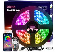 Diyife Ruban LED 3M [avec Télécommande], 5050 RGB Lumineuse Flexible Multicolore Bande LED, Connexion Bluetooth, Synchronisation Musique et Voix, Décoration DIY pour Les Fêtes, Festivals, Événements