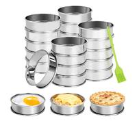 DIYJEP 20 Pièces Cercle à Tartelette, Cercle à Patisserie, Cercle a Patisserie en Acier Inoxydable, Rond Moules à Gâteaux, Antiadhésifs Cercle a Tartelette pour Muffins Tartes Gâteaux Crumpets (8 cm)