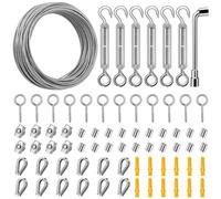 DIYLAND Kit de câble métallique, 35 m/2 mm en acier inoxydable, tendeurs de fil M4, kit tendeur de fil, fil de jardin avec revêtement en PVC pour plantes grimpantes, images, sécuriser l'ombre
