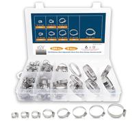 DIYoung 102pcs Colliers de Sserrage Réglables en Acier Inoxydable 304, Tuyau Clips, pour Tuyaux de Gaz Domestiques, Conduites D'eau, Tuyau D'arrosage (6-51 mm)