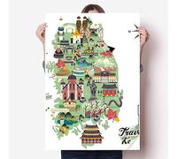 DIYthinker Carte Monuments de Corée Vinyle Autocollant de Mur Poster Mural Wallpaper Chambre Decal 80X55Cm 80cm x 55cm Multicolor