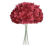 Diyxisk 3 Pièces Hortensia Artificiel Rouge 68CM Grosse Fleur Artificielle Soie Réaliste Bouquet Fausse Fleur Longue Tige pour Décoration Mariage Vase Haut Intérieur Extérieur