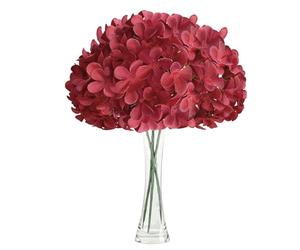 Diyxisk 3 Pièces Hortensia Artificiel Rouge 68CM Grosse Fleur Artificielle Soie Réaliste Bouquet Fausse Fleur Longue Tige pour Décoration Mariage Vase Haut Intérieur Extérieur