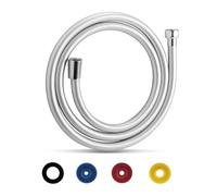 Diyxisk Flexible de Douche 2M Universel, Tuyau de Douche en PVC Anti-Torsion et Anti-Pliure Argent, Raccord Standard G1/2 avec 4 Limiteurs de Débit d'eau pour Salle de Bain