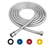 Diyxisk Flexible de Douche 3M en Acier Inoxydable, Tuyau de Douche Ultra Long Argent Anti-Torsion et Anti-Pliure, Raccord Universel G1/2 avec 4 Limiteurs de Débit d'Eau