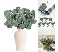 Diyxisk Plantes Artificielles Interieur,15 Pièces Eucalyptus Artificiel Eucalyptus Seches Séchées Tiges D'Eucalyptus Véritable,pour Composition Florale,Décoration de Mariage la Maison