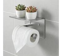 DIYZON Porte-Papier Toilette Mural avec Étagère, Acier Inoxydable Antirouille, Fixation Auto-Adhésive sans Perçage Ou À Visser (Nickel Brossé)