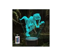(DJ0007) lampe 3d dinosaure, 16 couleurs changeantes illusion d'optique veilleuse de avec télécommande