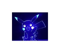 (DJ0016) Veilleuse 3D Lampe de Table Atmosphère Visuelle Pikachu USB Led Illusion Optique 7 Couleurs Décor Cadeau pour Enfants
