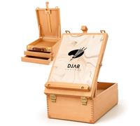 DJAR Chevalet de table pour peinture avec 3 tiroirs, chevalet de bureau réglable en bois de hêtre portable, boîte à dessin en bois pour toile, dessin, fournitures d'art, adultes, débutants, artistes