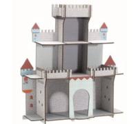 Etagère Murale En Bois Forme Château Imprimé Géométrique 52x54x15.5cm Arthur