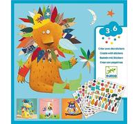 DJECO, Kit création stickers animaux enfant, 424 gommettes | Activité Manuelle 3 à 6 Ans, Idéal Voyage en Famille, 16 Feuilles et 6 Planches, Jeu Éducatif pour Habiller