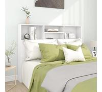 DJEKA tête de lit avec Rangement 140 Tete de lit 140 cm Bois têtes de lit pour adulte-Blanc-140x19x103,5 cm