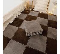 djhYTIxcf Dalles de Moquette emboîtables en Peluche, Tapis Mousse(Dark Coffee+Gray,12pcs)