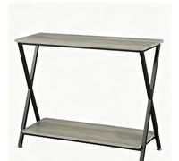 Djioyer Table console étroite avec 2 étagères, table d'appoint industrielle à 2 niveaux avec structure en métal, table de canapé, table de couloir, table basse pour entrée, couloir, gris