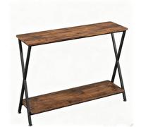 Djioyer Table console étroite avec 2 étagères, table d'appoint industrielle à 2 niveaux avec structure en métal, table de canapé, table de couloir, table basse pour entrée, couloir, couleur rustique
