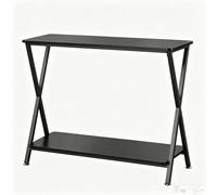 Djioyer Table console étroite avec 2 étagères, table d'appoint industrielle à 2 niveaux avec structure en métal, table de canapé, table de couloir, table basse pour entrée, couloir, noir