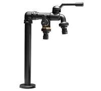 DJJYCTNM Colonne d'eau de Jardin À Double Sortie en Cuivre - Robinet Vertical D'extérieur Résistant au Froid et Au Gel, Robinet D'arrosage de Jardin(Black,32CM/13IN)