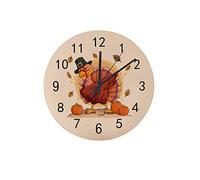 DJNGN Horloge Murale silencieuse 30,5 cm sans tic-tac Funny Turkey Harvest Festival Horloge à Piles Creative Fashion Home Decor pour Cuisine, Bureau, école, Salon