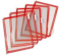 Djois, 114003 - Poches à Pivots A4 Portrait, Cadre Acier, 10 pcs, Rouge | PVC Souple Résistant, Anti-Reflets, Cadre Acier, Système d'Affichage Tarifold pour Documents Professionnels