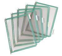 Djois, 114005 - Lot de 10 Poches à Pivots A4 Portrait - Tarifold Système d'Affichage et Présentation Documents Professionnel - PVC Souple, Résistant, Anti - Reflets, Cadre Acier - Vert