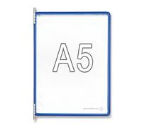 Djois, 115001 - Lot de 10 Poches à Pivots A5 Portrait - Tarifold Système d'Affichage et Présentation Documents Professionnel - PVC Souple, Résistant, Anti - Reflets, Cadre Acier - Bleu
