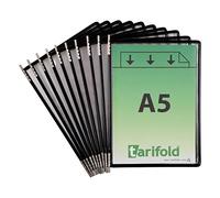 Djois, 115007 - Poches à Pivots A5 Portrait, Cadre Acier, 10 pcs, Noir | PVC Souple Résistant, Anti-Reflets, Cadre Acier, Système d'Affichage Tarifold pour Documents Professionnels