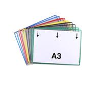 Djois, 118109 - Lot de 10 Poches à Pivots A3 Paysage - Cadre en Acier, Pivots Métalliques - Insertion Grand Côté, Robuste - Compatible Supports Tarifold, Protection Documents, Organisation - Assorties