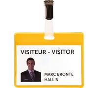 Djois, 200504 - Set de badges visiteur, PVC, avec clips, porte-étiquettes, Jaune, 25 pièces, Identification, Événements, Entreprises, Écoles, Hôpitaux, Pratique, Sécurité, Accessoires, Reconnaissance