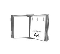 Djois, 414100 - Système de Présentation Mural Métal A4-10 Poches à Pivots PVC Antireflet - Support Robuste Tarifold Affichage Professionnel Industrie, Entrepôts, Magasins, Bureaux - Gris