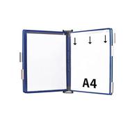 Djois, 414151 - Présentation Mural Métal A4, Antireflet, 5 Poches, Bleu | Métal Robuste, Poches à Pivots PVC Antireflet, pour Industrie, Entrepôts, Magasins et Bureaux