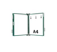 Djois, 414155 - Système de Présentation Mural Métal A4-5 Poches à Pivots PVC Antireflet - Support Robuste Tarifold Affichage Professionnel Industrie, Entrepôts, Magasins, Bureaux - Vert