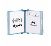 Djois, 414171 - Kit Mural Candy Line A4, PP, 10 Poches, Bleu Translucide | Métal Candy Line, Poches PP Antireflet, Support de Consultation Tarifold, pour Bureau et Atelier