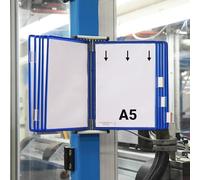 Djois, 415101 - Système de Présentation Mural Métal A5-10 Poches à Pivots PVC Antireflet - Support Robuste Tarifold Affichage Professionnel Industrie, Entrepôts, Magasins, Bureaux - Bleu