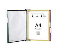 Djois, 416169 - Système de Présentation Mural Magnétique A4-5 Poches à Pivots PVC Antireflet - Tarifold Affichage Professionnel Industrie, Entrepôts, Magasins, Bureaux - Assorties