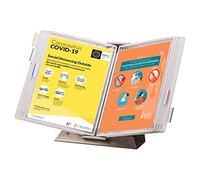 Djois, 434802 - Pupitre Antimicrobien Inox A4, PVC, 10 Poches, Blanc | PVC Antimicrobien, Pivots en Inox, Support Pupitre Tarifold, pour la Santé et la Restauration