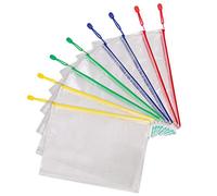 Djois, 509009 - Pochettes Zipper A4, PVC Renforcé, 8 pcs, Assorties | PVC Renforcé Durable, Fermeture Éclair Métallique, pour Bureau, Maison, École et Voyage