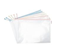 Djois, 509030 - Lot de 8 Pochettes de Rangement Zipper Pastel A3 - PVC Souple Renforcé, Fermeture Éclair Métallique - Bureaux, Voyage, école, Maison - Assorties