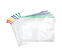 Djois, 509039 - Lot de 8 Pochettes de Rangement Zipper A3 - PVC Renforcé, Durable, Fermeture Éclair Métallique - Idéal Bureau, Maison, École, Voyage - Assorties