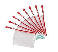 Djois, 509063 - Lot de 8 Pochettes de Rangement Zipper A6 - PVC Renforcé, Durable, Fermeture Éclair Métallique - Idéal Bureau, Maison, École, Voyage - Rouge