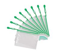 Djois, 509065 - Lot de 8 Pochettes de Rangement Zipper A6 - PVC Renforcé, Durable, Fermeture Éclair Métallique - Idéal Bureau, Maison, École, Voyage - Vert
