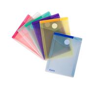 Djois, 510249 - Enveloppes Pochettes A6 Portrait, 6 pcs, Assorties | Polypropylène Recyclé, Fermeture Scratch, Rangement de Documents, pour Bureau, Maison, École et Voyage