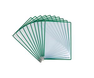 Djois, 924015 - Poches à Pivots Easy Load Pro A4, PP 170 µ, 10 pcs, Vert | PP 170 µ, Cadre Acier, Insertion Rapide par le Coin, Compatible Supports Tarifold, pour Affichage Documents